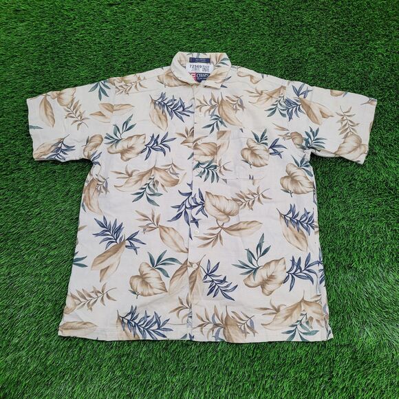 Vintage Chaps Ralph-Lauren Button Shirt Medium 22x28 Beige - Picture 1 of 13